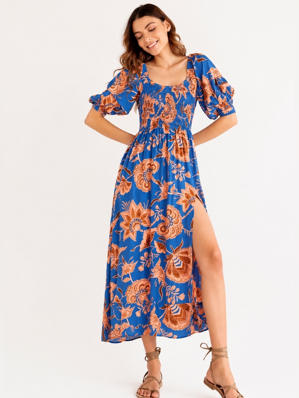 Omika Blair Midi Boho  Floral Dress NWOT